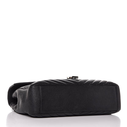 Saint Laurent Sheepskin Matelasse Chevron Monogram Large College Satchel Black 4 of 7