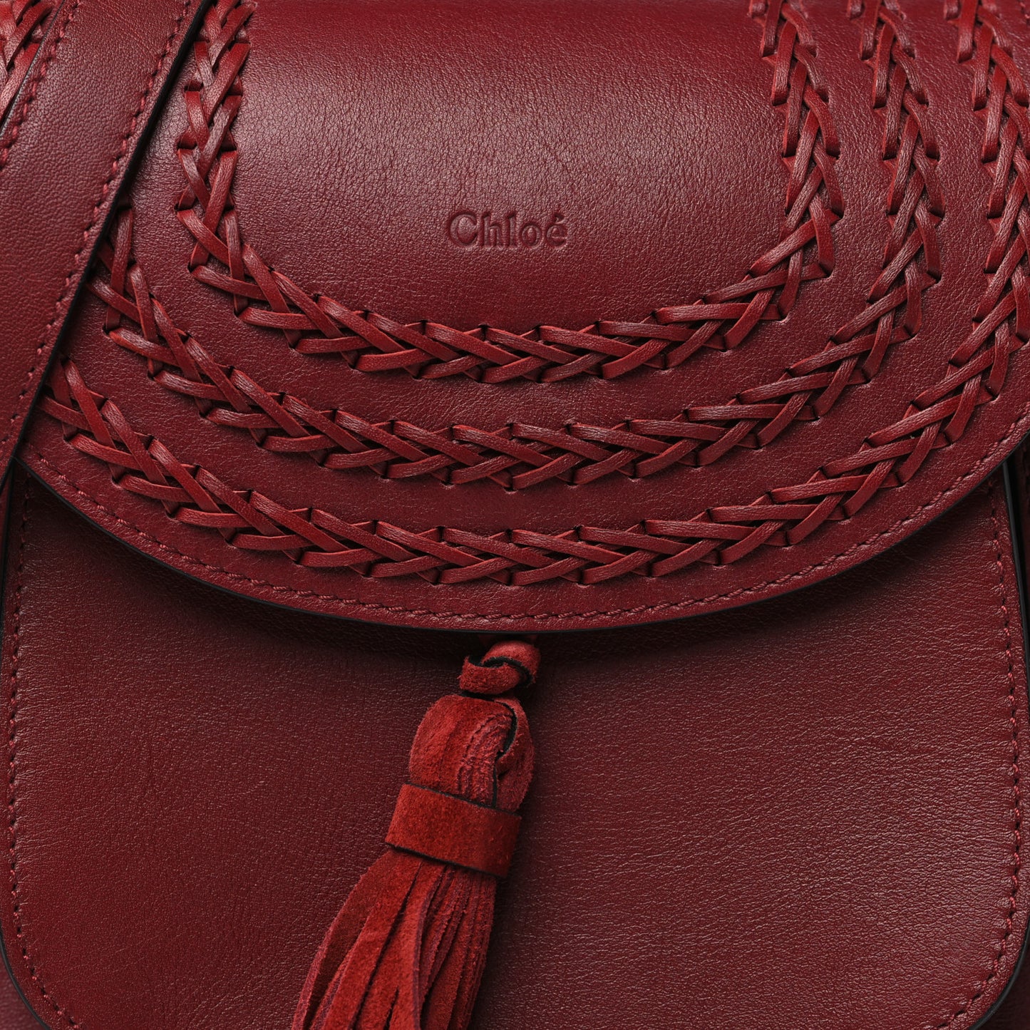 Calfskin Braided Small Hudson Shoulder Bag Sienna Red
