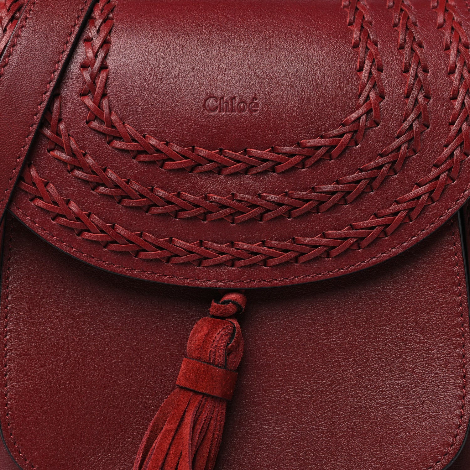 Chloe Calfskin Braided Small Hudson Shoulder Bag Sienna Red 8 of 10