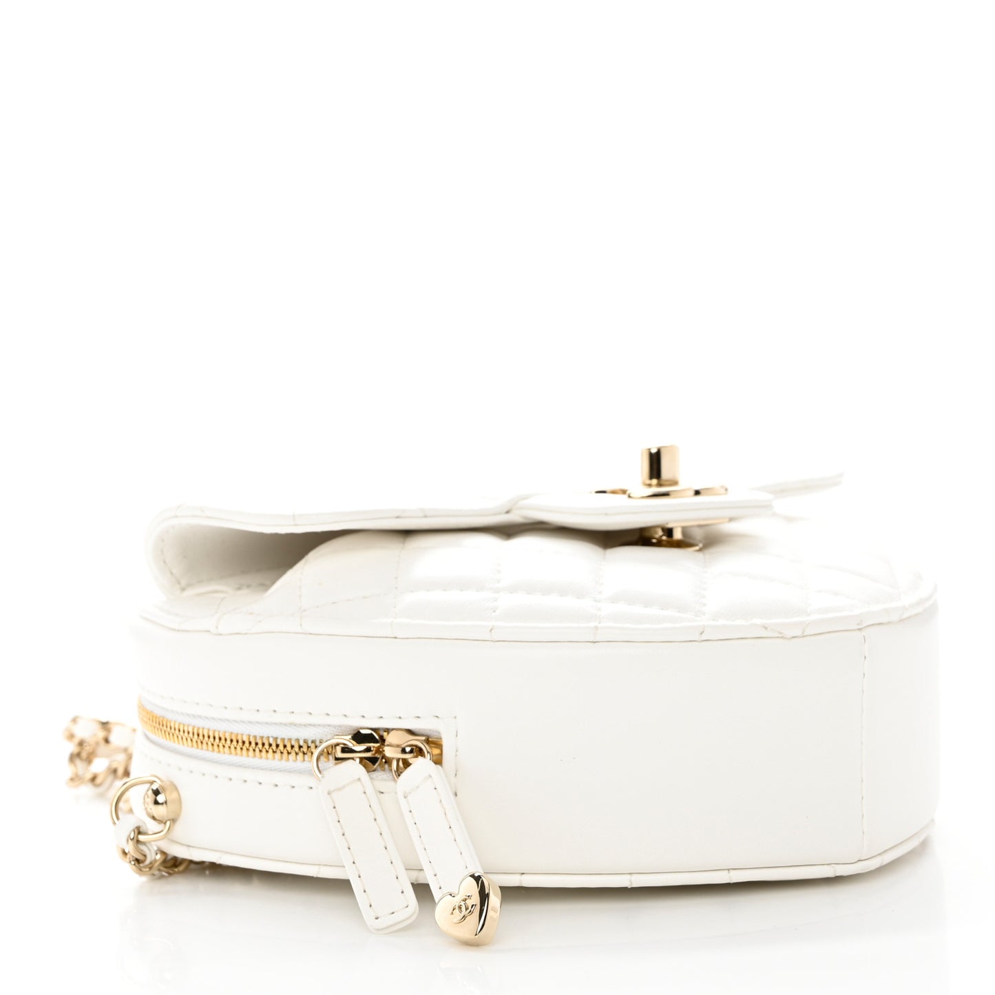 Lambskin Quilted CC In Love Heart Bag White