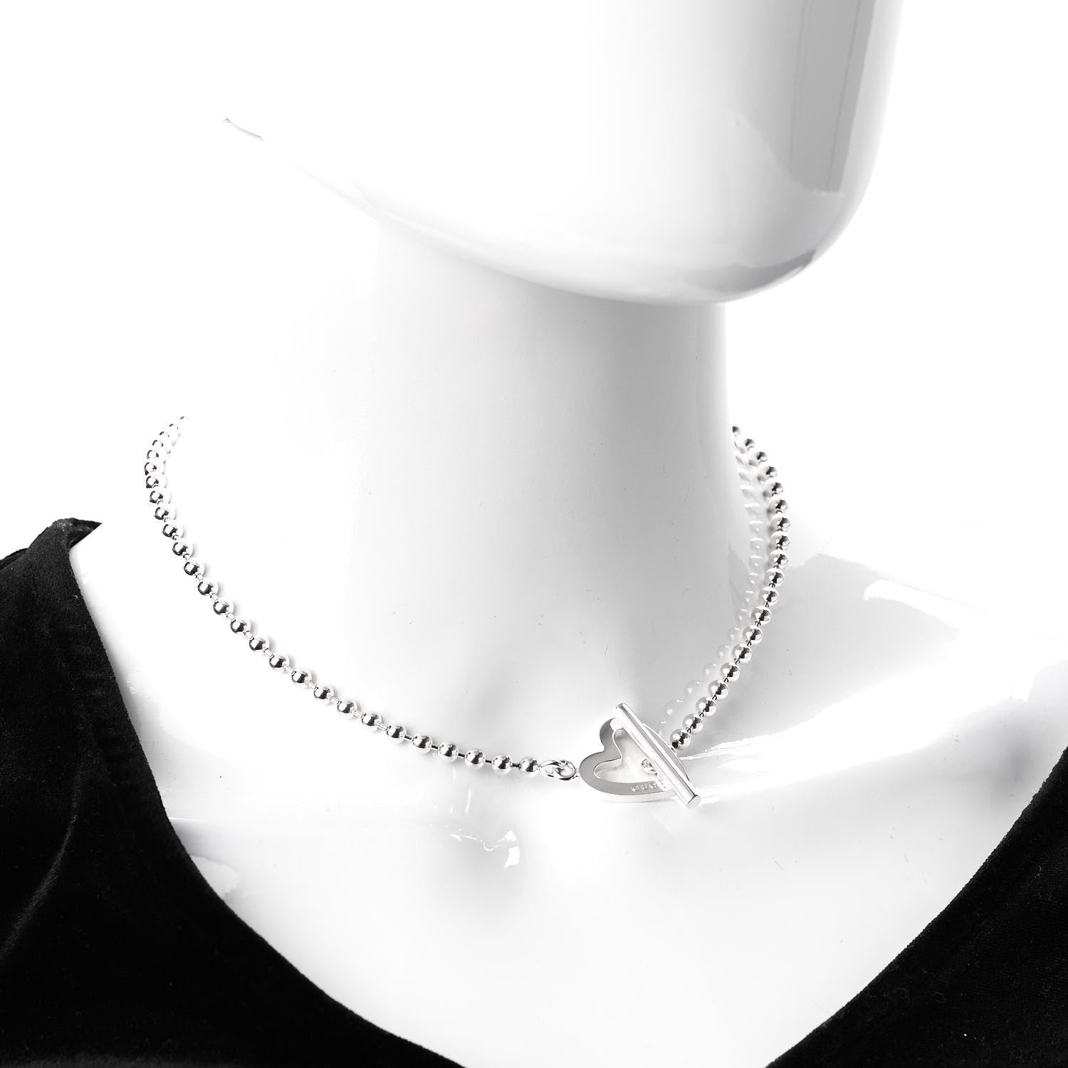 Gucci Sterling Silver Heart Toggle Necklace 2 of 4