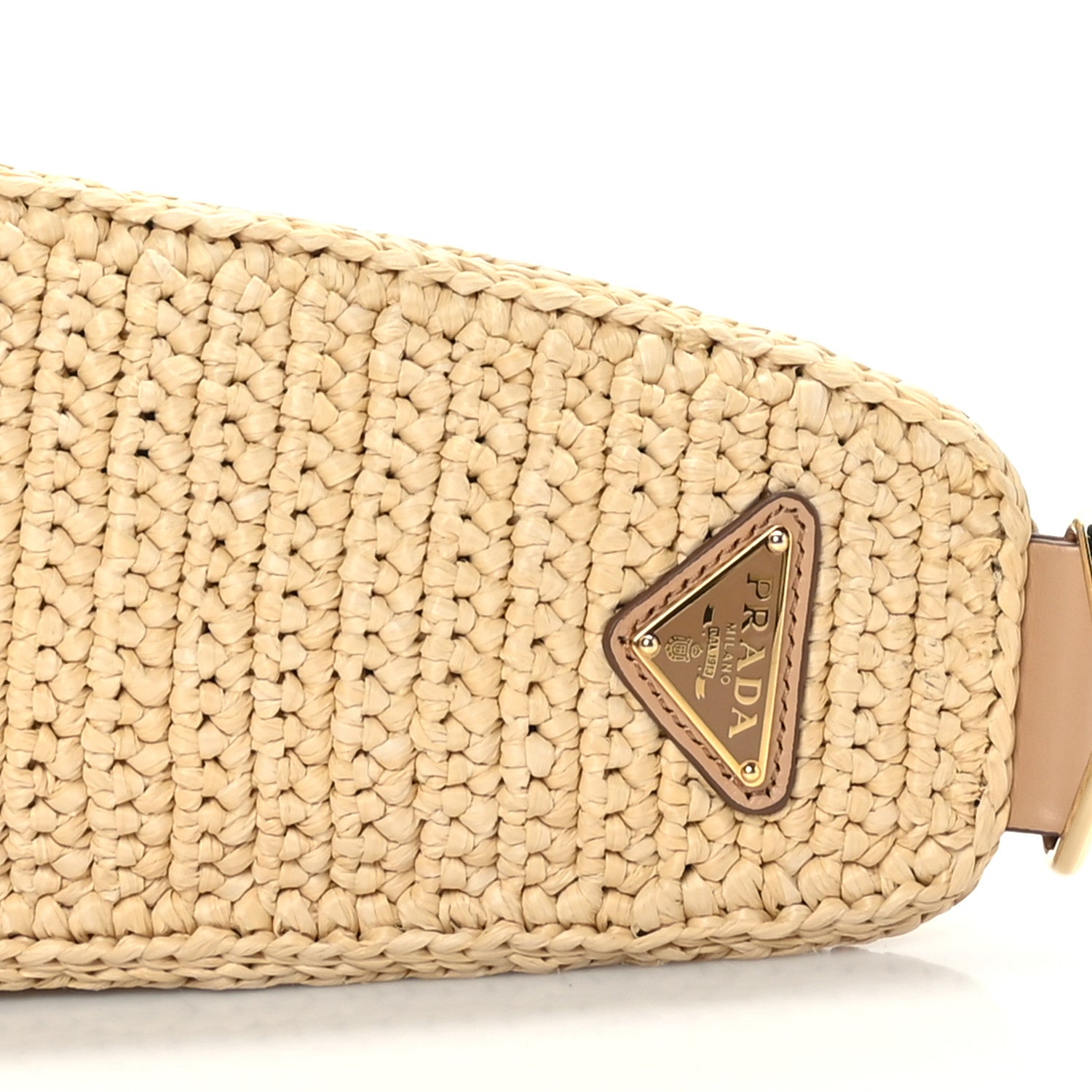 Prada Yarn Raffia Effect Crochet Triangle Shoulder Bag Naturale 8 of 11