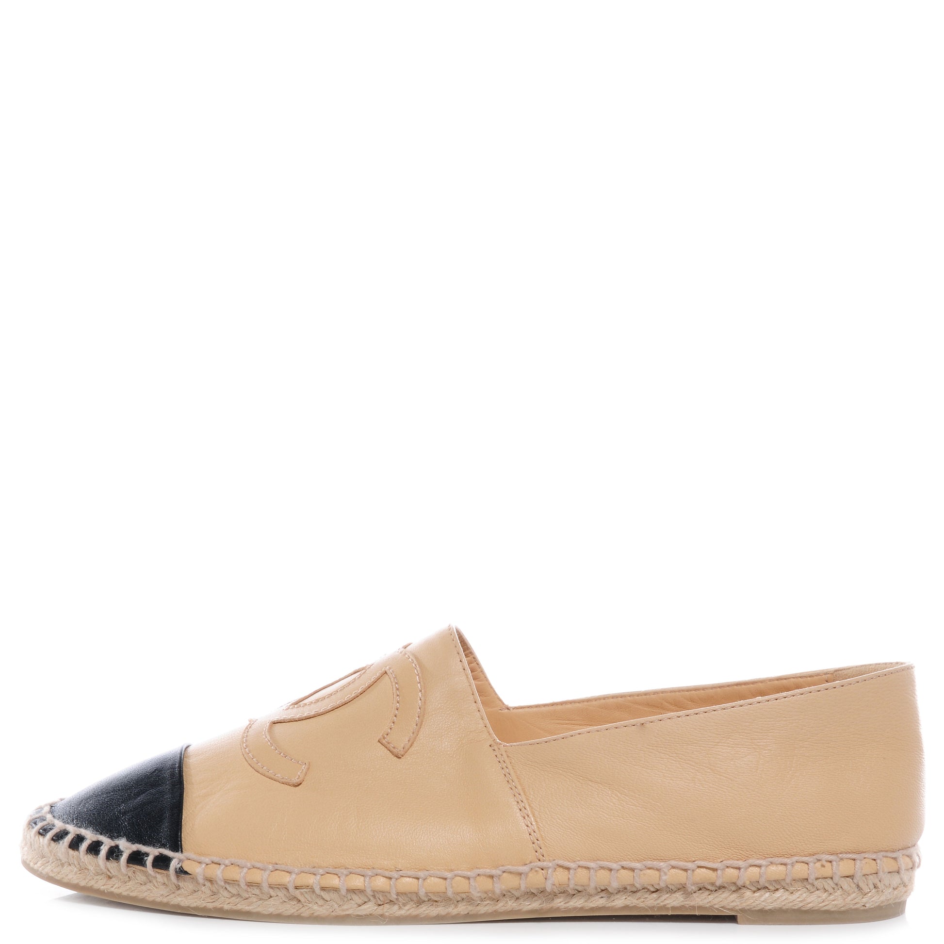 Chanel Lambskin Espadrilles Beige Black 39 1 of 6