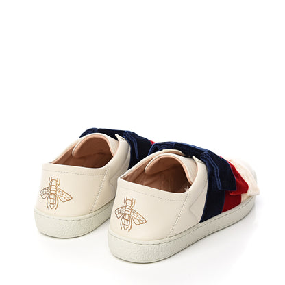 Gucci Calfskin Womens Velvet Bow Ace Sneakers 37.5 White 4 of 9