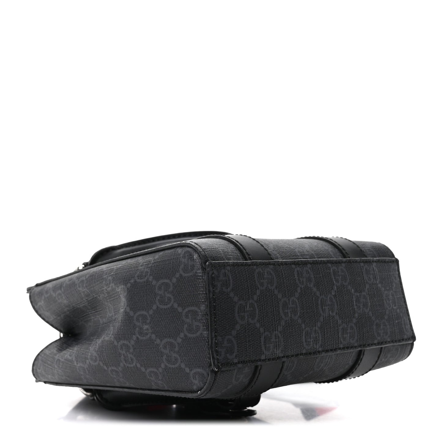 GG Supreme Monogram Appia Calfskin Web Mini Tote Bag Black