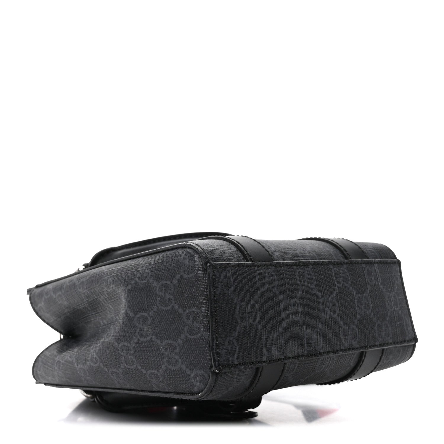Gucci GG Supreme Monogram Appia Calfskin Web Mini Tote Bag Black 4 of 9