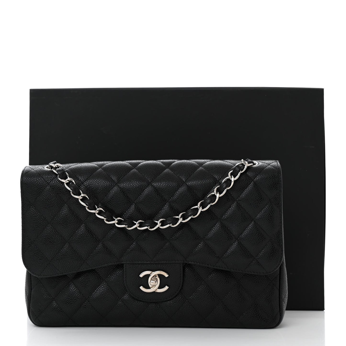 Caviar Quilted Jumbo Double Flap Black