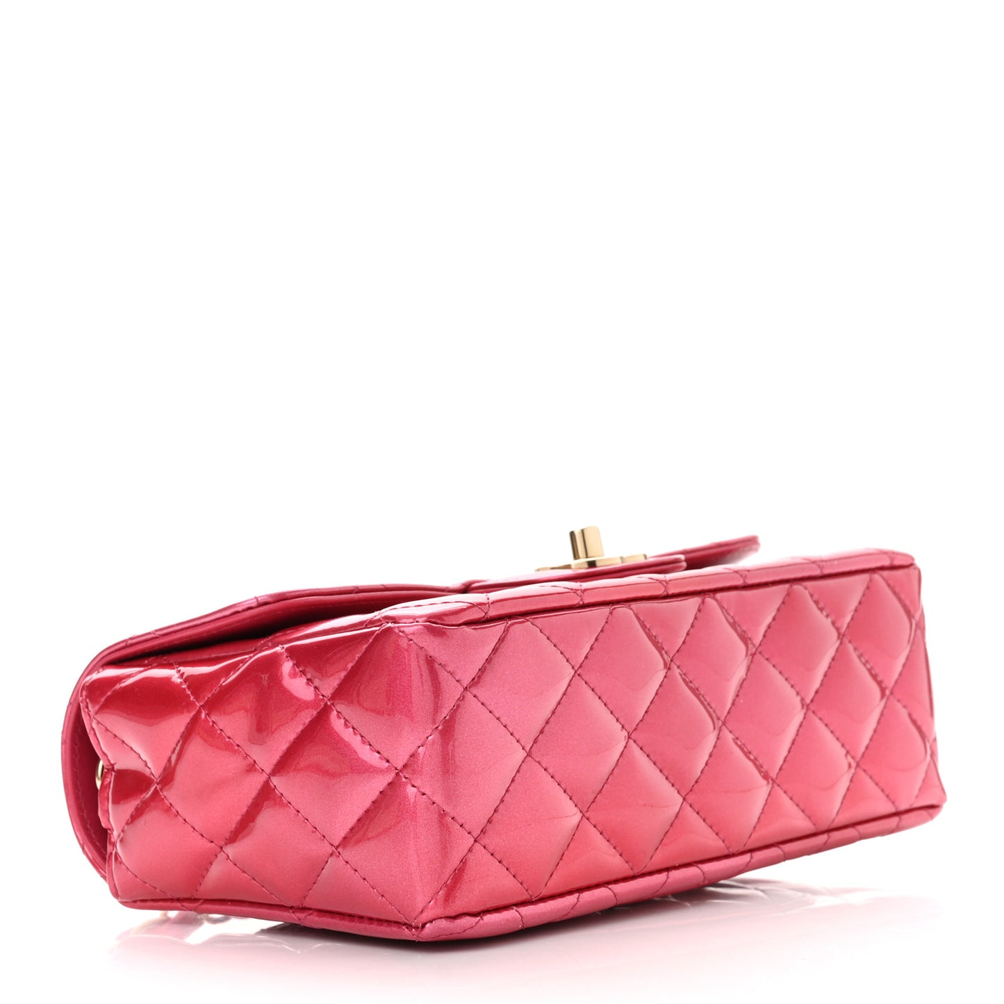 Shaded Patent Calfskin Quilted Mini Rectangular Flap Pink Dark Pink
