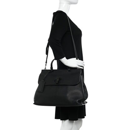 Gucci Pebbled Calfskin Large Bamboo Daily Top Handle Bag Black 2 of 11