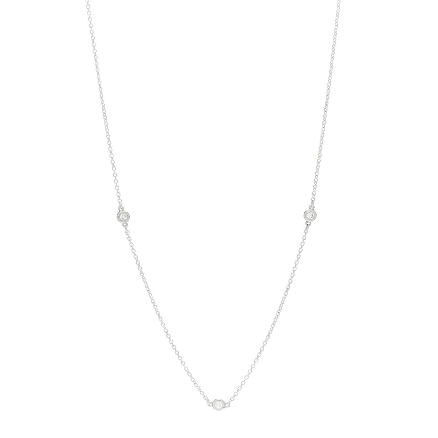 Sterling Silver Diamond .09ctw Elsa Peretti Diamonds by the Yard Three Station Necklace