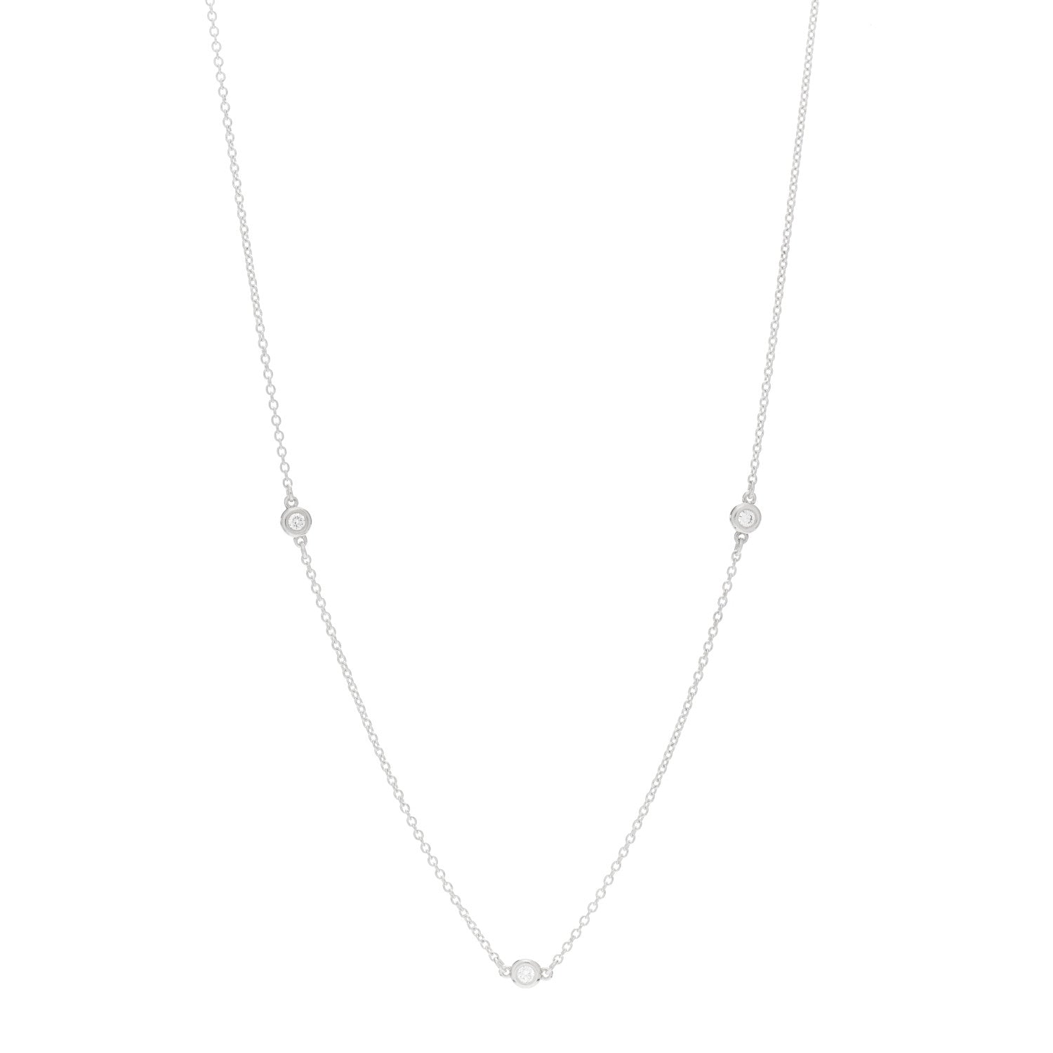 Tiffany Sterling Silver Diamond .09ctw Elsa Peretti Diamonds by the Yard Three Station Necklace 1 of 5