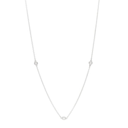 Tiffany Sterling Silver Diamond .09ctw Elsa Peretti Diamonds by the Yard Three Station Necklace 1 of 5
