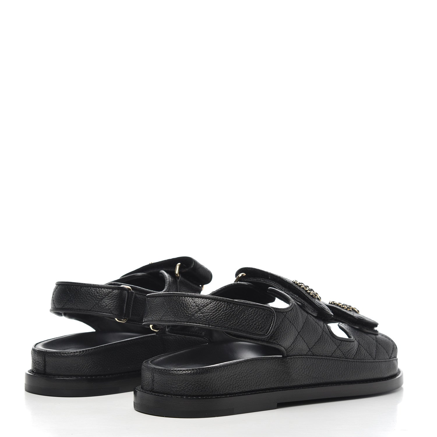 Chanel Grained Calfskin Velcro Dad Sandals 35 Black 4 of 11