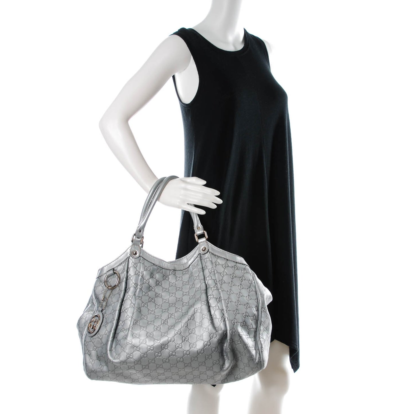 Guccissima Large Sukey Tote Silver