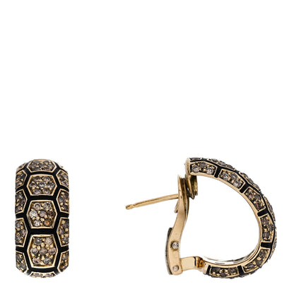 Roberto Coin 18K Yellow Gold Diamond Enamel Hoop Earrings 1 of 5