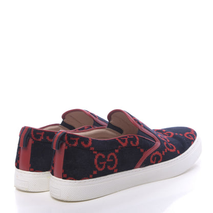 Gucci Terry Cloth Miro Soft Calfskin GG Monogram Mens Dublin Slip On Sneakers 12 Blue Red Hibiscus Red 4 of 12