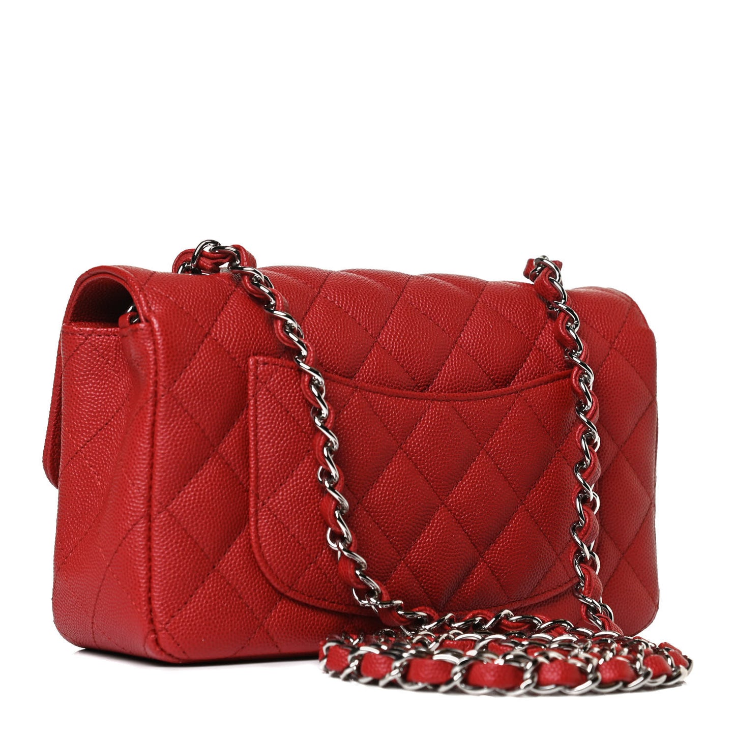 Caviar Quilted Mini Rectangular Flap Red