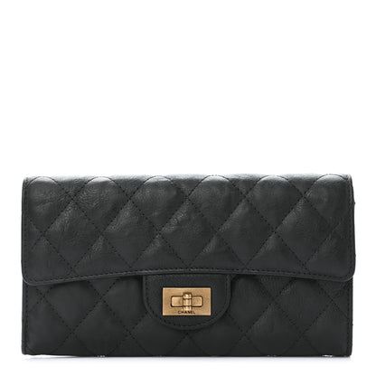 Chanel Crumpled Calfskin Quilted Large Reissue Gusset Flap Wallet Black 1 of 9