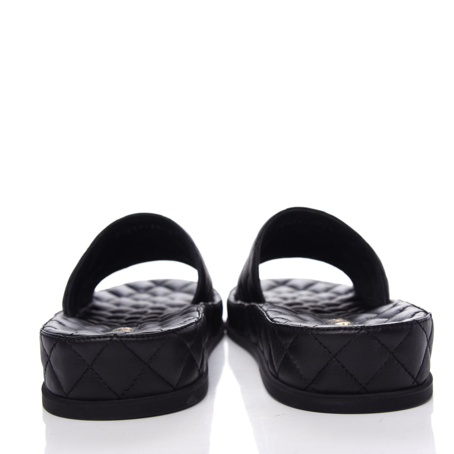 Lambskin Quilted CC Mules Sandals 41 Black