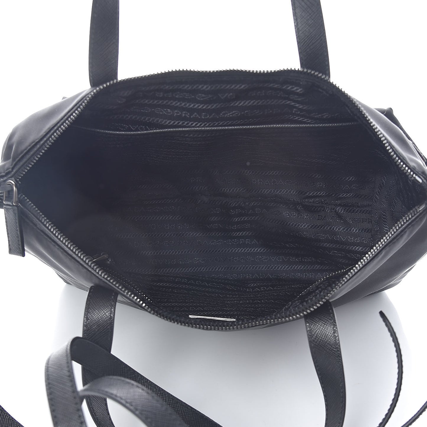Nylon Tessuto Saffiano Robot Tote Bag Black Petal