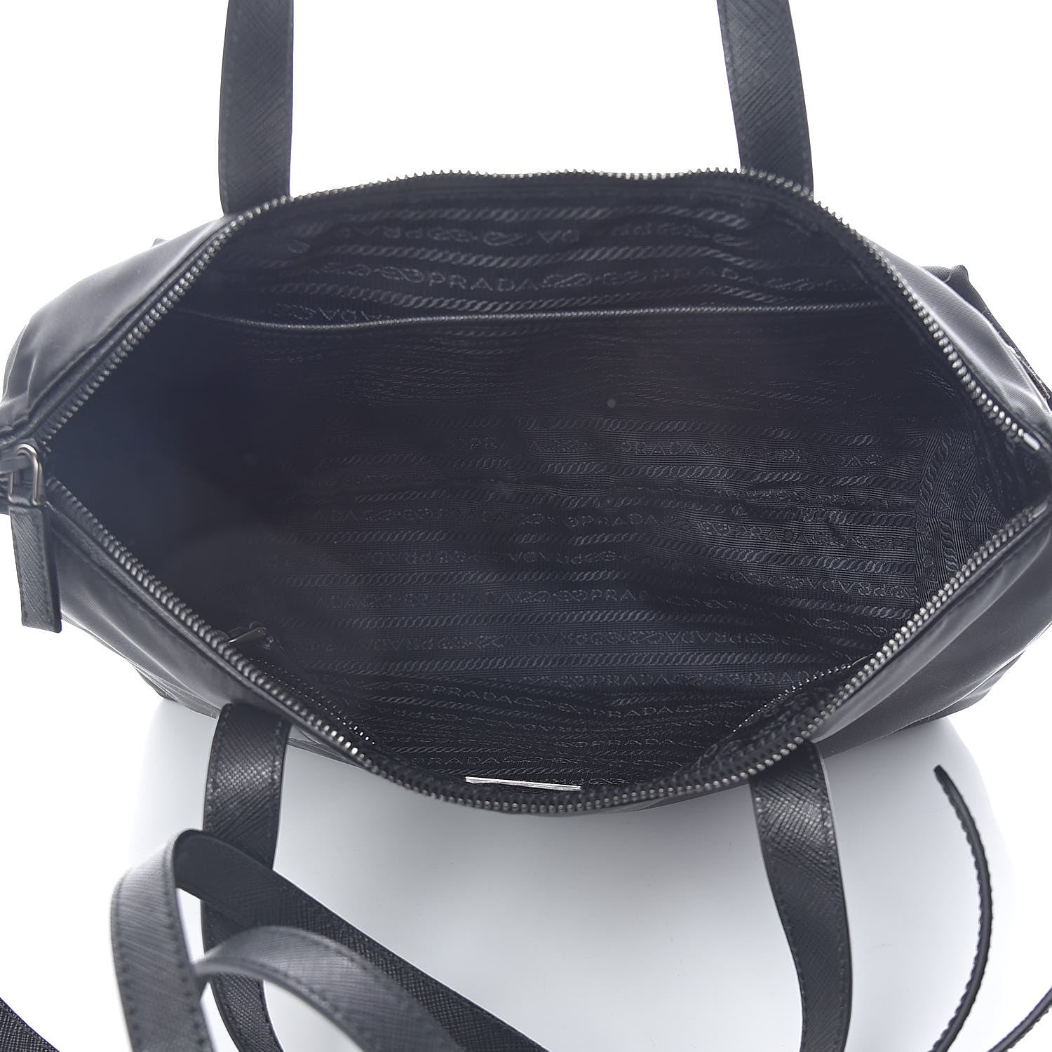 Prada Nylon Tessuto Saffiano Robot Tote Bag Black Petal 5 of 11