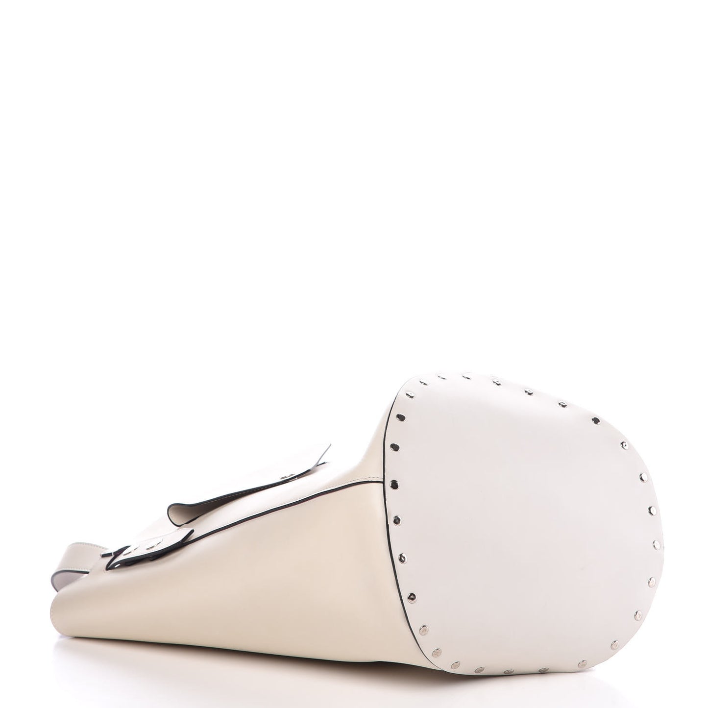 Natural Calfskin Biker Bucket Shoulder Bag White Magenta