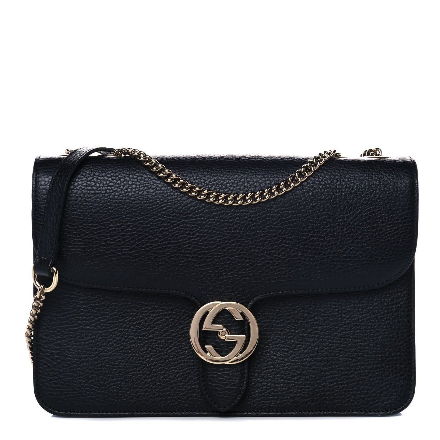 Dollar Calfskin Interlocking G Shoulder Bag Black