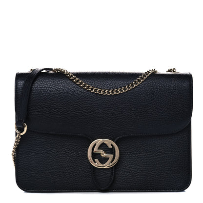 Gucci Dollar Calfskin Interlocking G Shoulder Bag Black 1 of 12