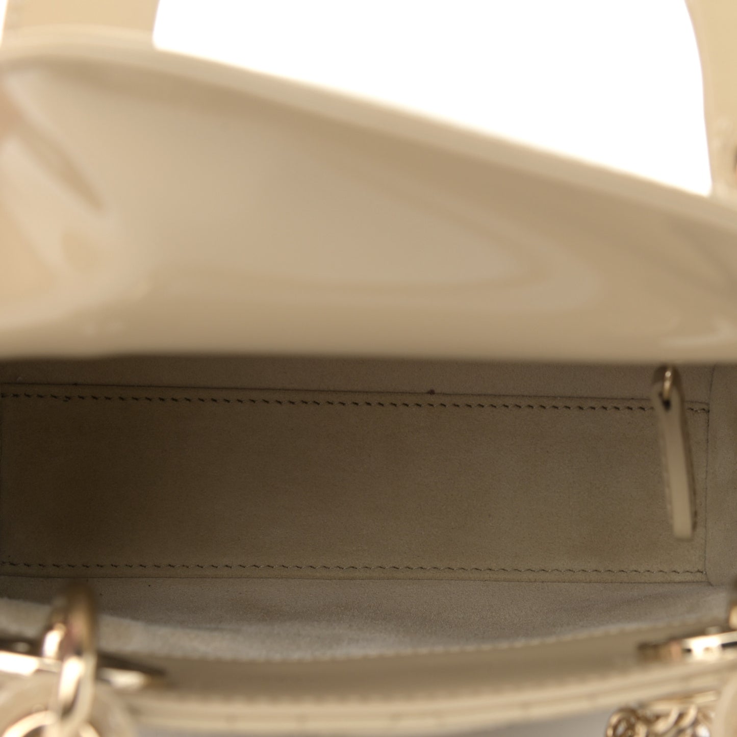 Patent Cannage Mini Lady Dior Beige