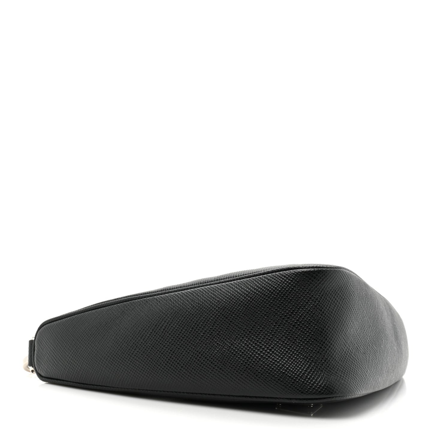 Saffiano Cuir Triangle Logo Embossed Triangle Wristlet Black