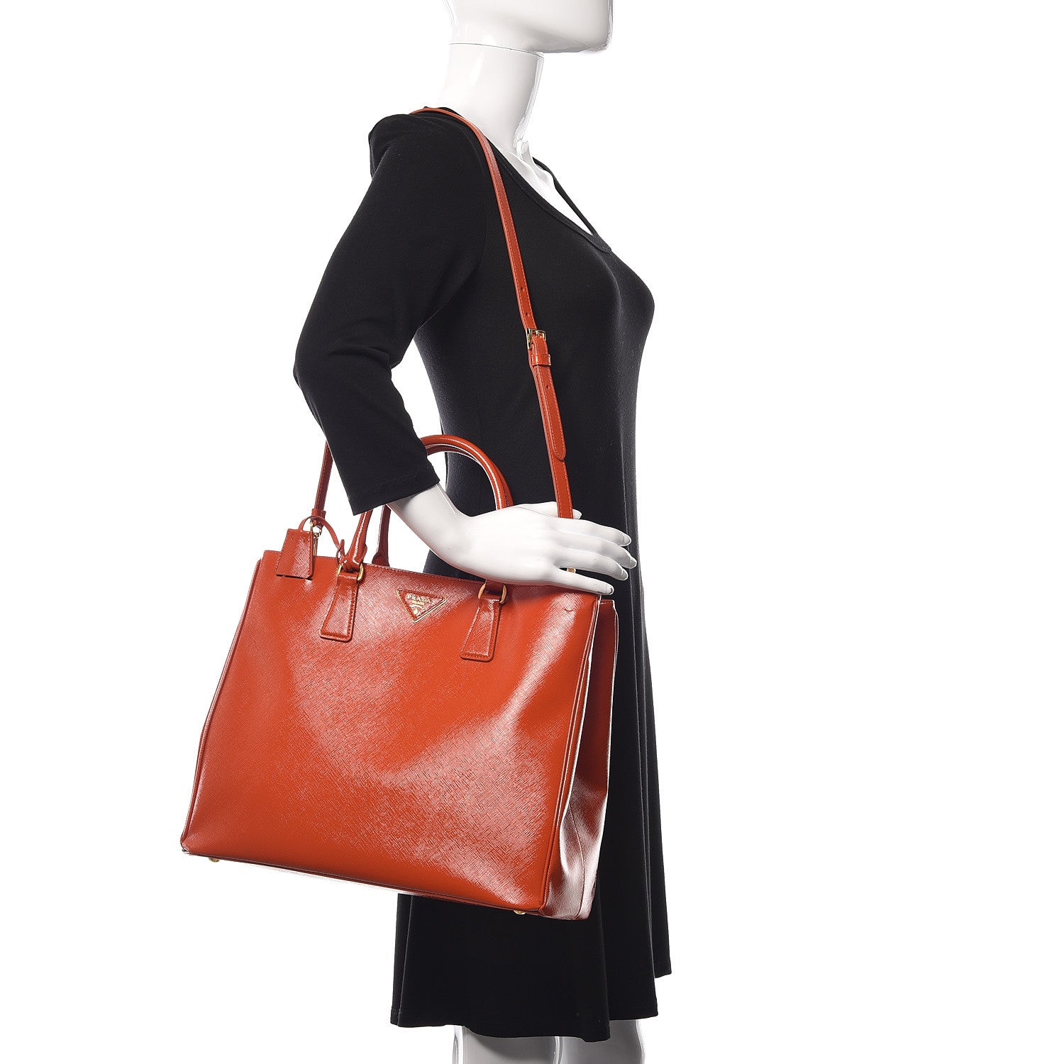 Prada Saffiano Vernice Tote Arancio 2 of 11