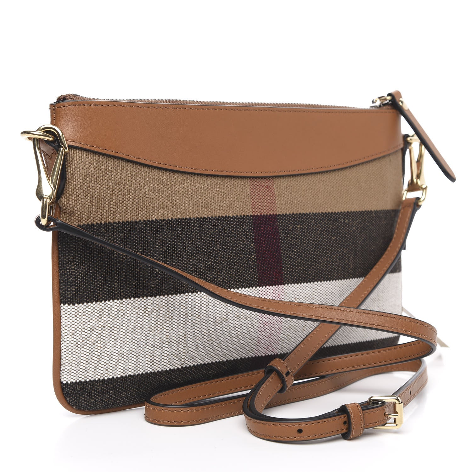 Burberry Mega Check Peyton Crossbody Clutch Bag Saddle Brown 3 of 9