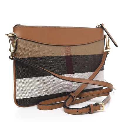 Burberry Mega Check Peyton Crossbody Clutch Bag Saddle Brown 3 of 9