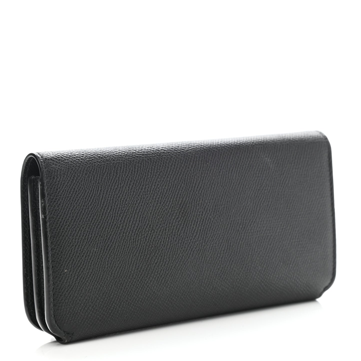 Grained Calfskin Logo Cash Thin Money Wallet Black White