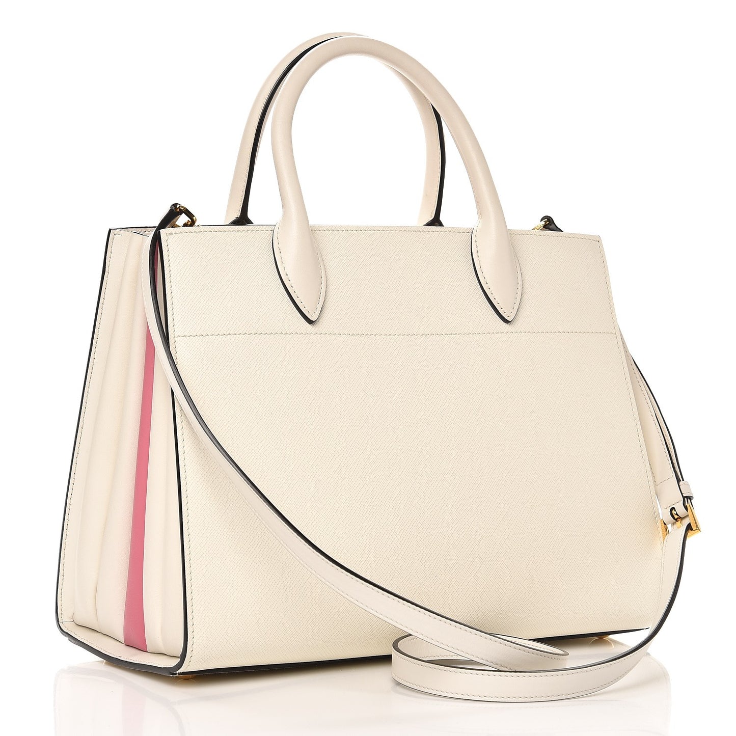 Saffiano City Calf Bibliotheque Bag White Begonia