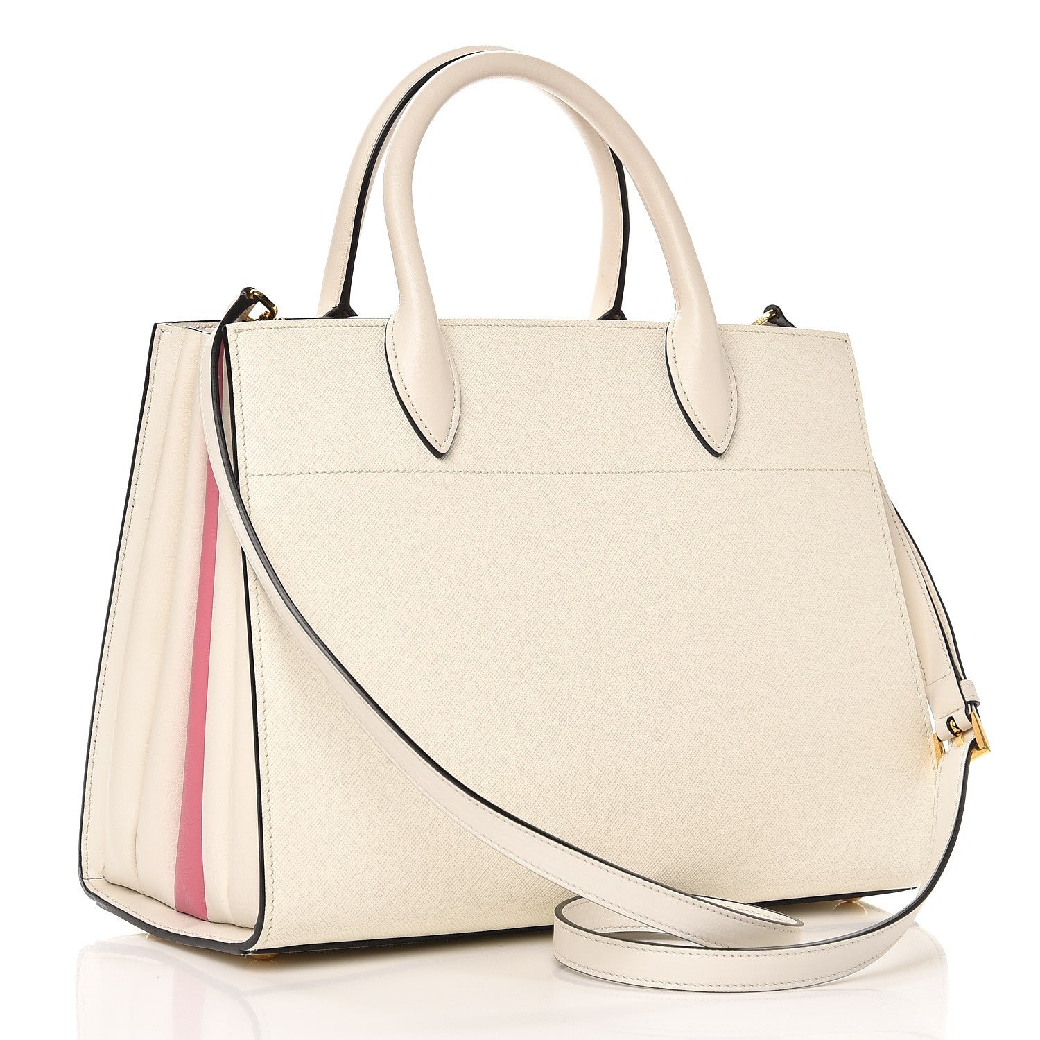 Prada Saffiano City Calf Bibliotheque Bag White Begonia 4 of 11
