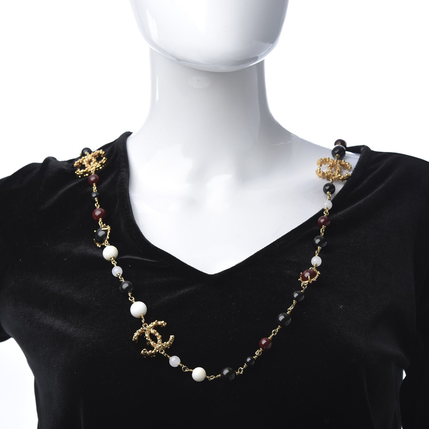 Chanel Resin Beaded CC Necklace Gold Multicolor 2 of 6