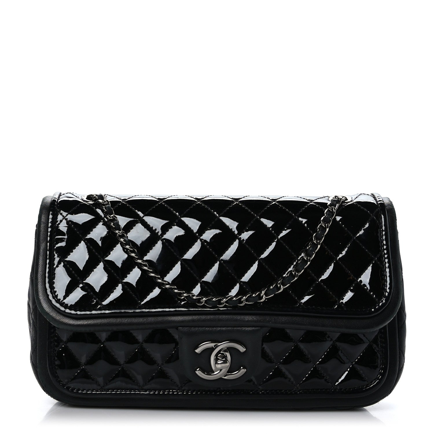 Chanel Patent Quilted Jumbo Classic Twist Flap Bag Black 1 of 9