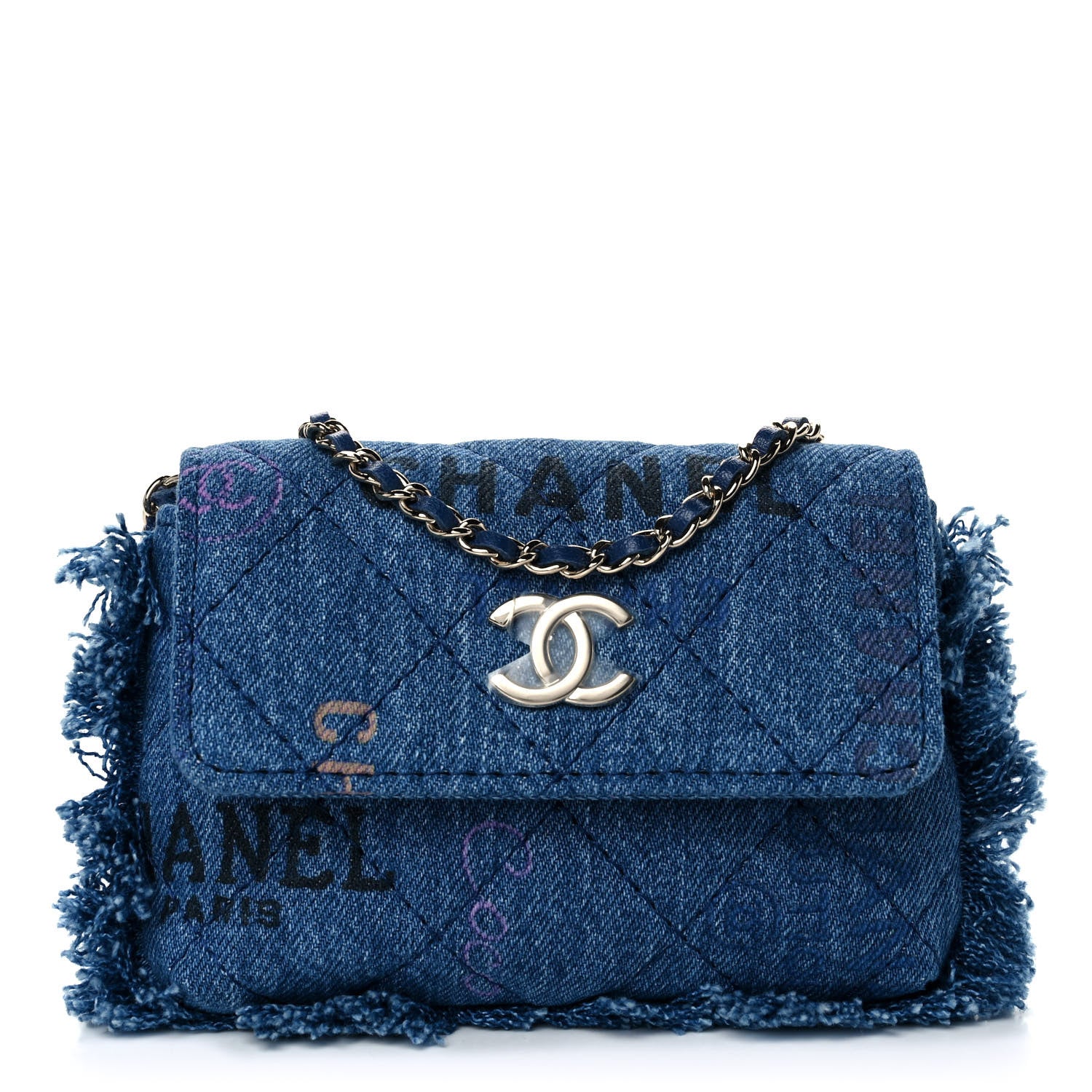Chanel Denim Quilted Denim Mood Clutch With Chain Blue Multicolor 1 of 11