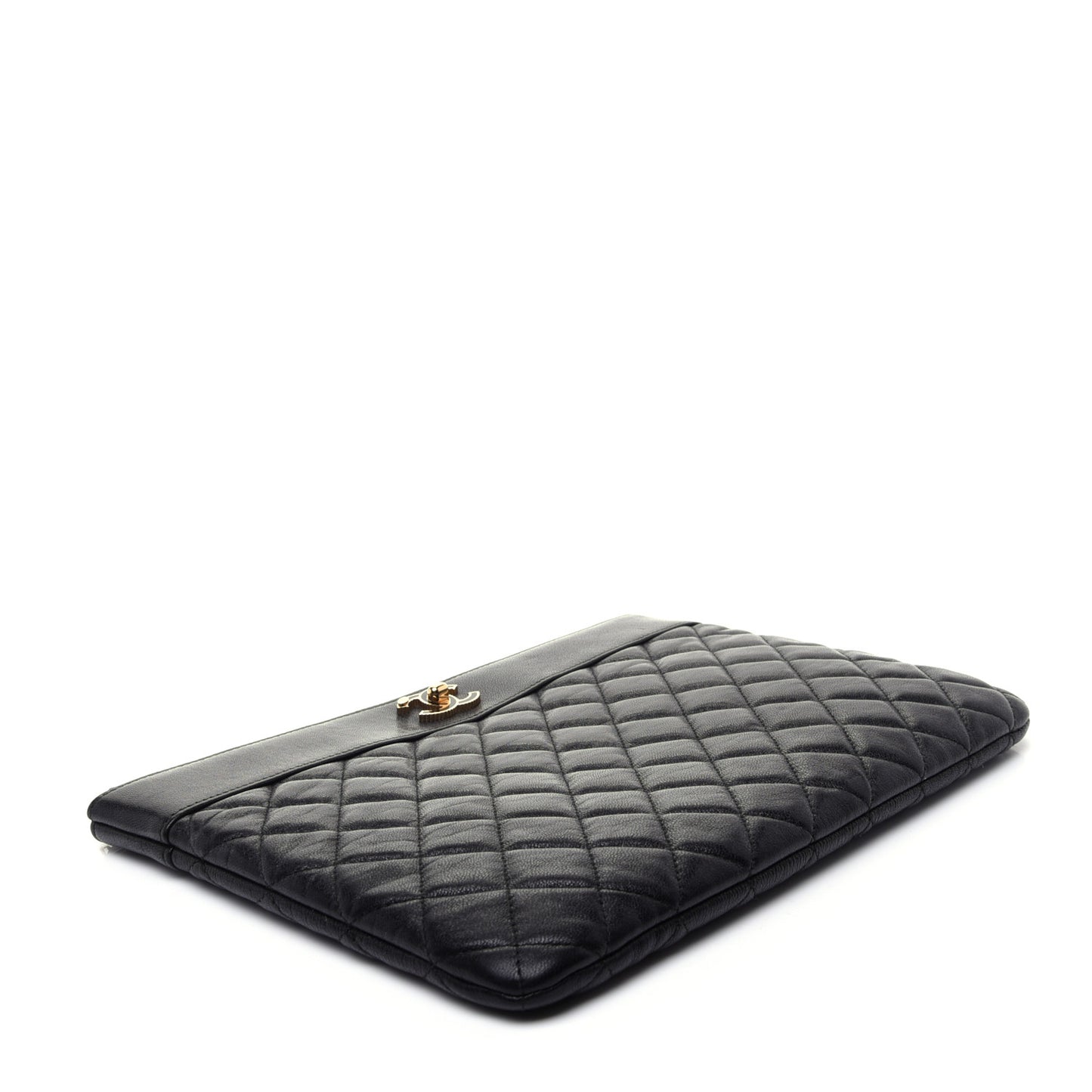 Sheepskin Quilted Medium Vintage Mademoiselle Cosmetic Case Black