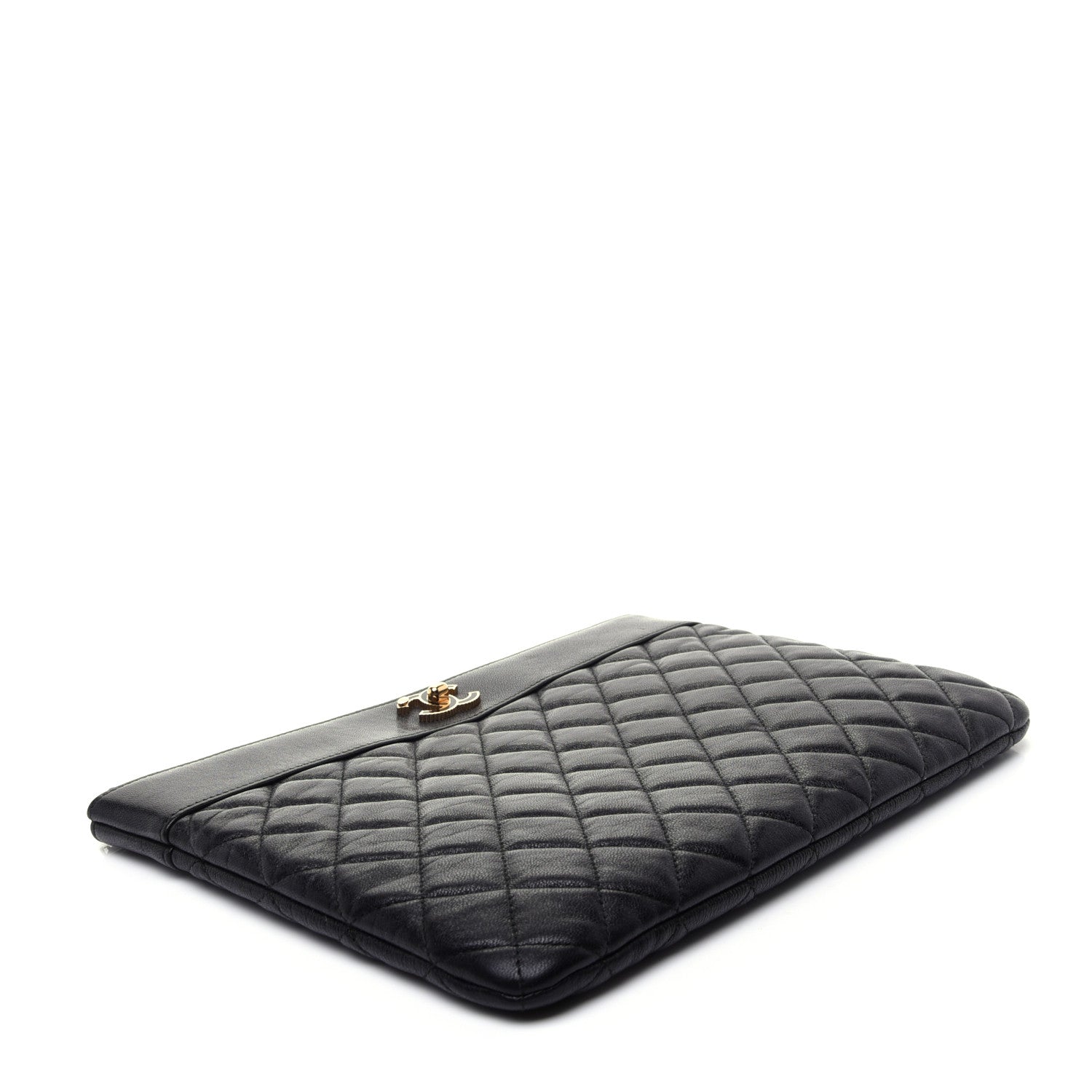 Chanel Sheepskin Quilted Medium Vintage Mademoiselle Cosmetic Case Black 4 of 10
