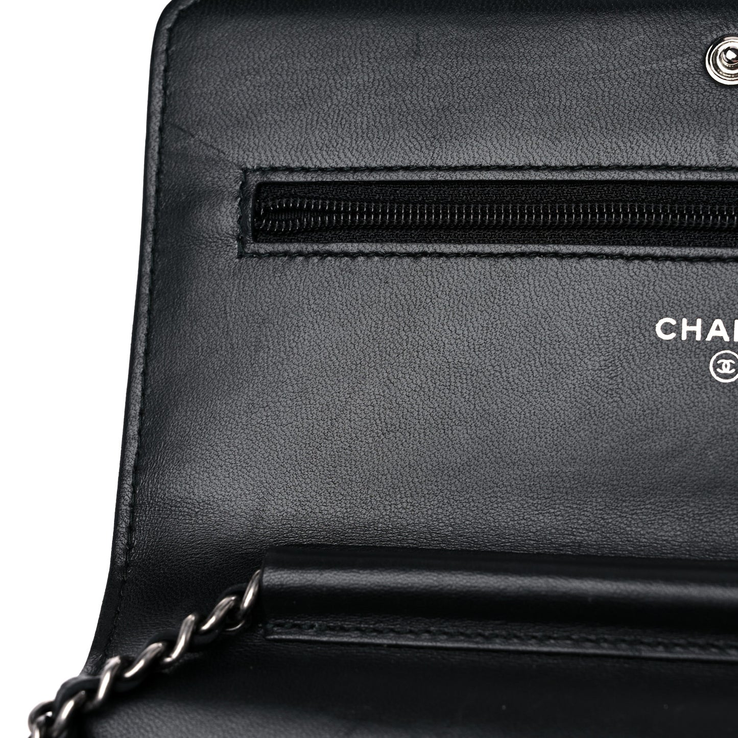 Lambskin Quilted Boy Wallet On Chain WOC Black
