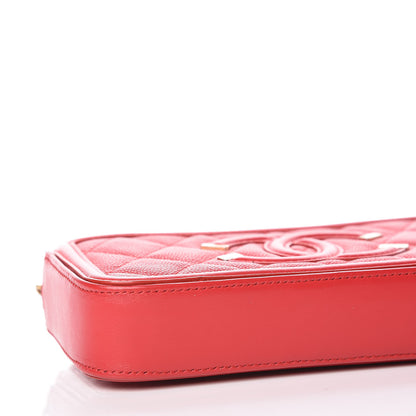 Chanel Caviar Quilted CC Filigree Clutch With Chain Red 5 of 16