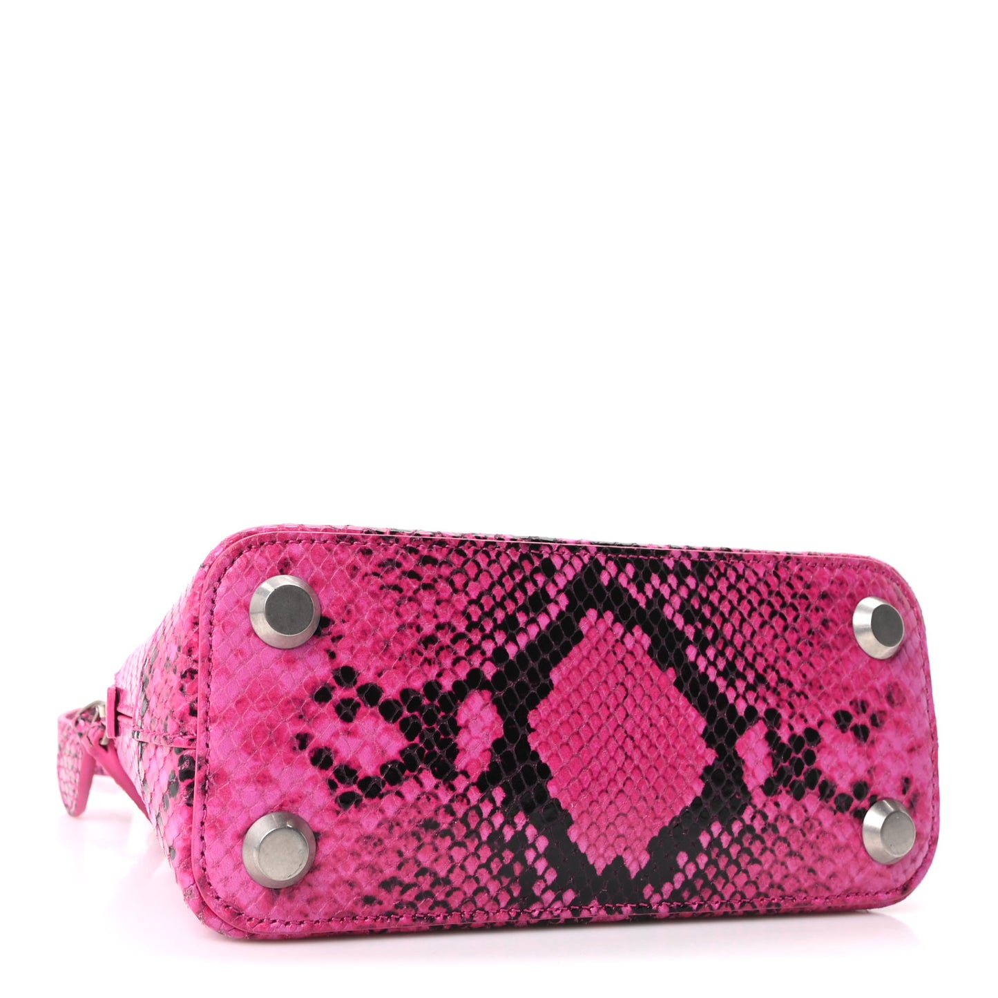 Calfskin Python Effect XXS Ville Top Handle Bag Fuchsia Black