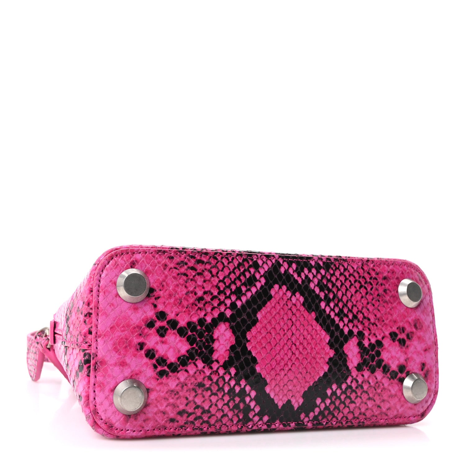 Balenciaga Calfskin Python Effect XXS Ville Top Handle Bag Fuchsia Black 4 of 10