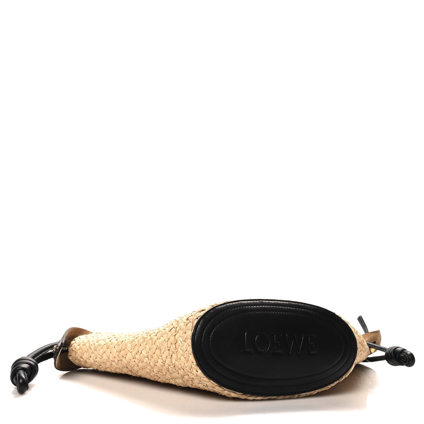 Raffia Nappa Calfskin Small Paseo Basket Bag Natural Black