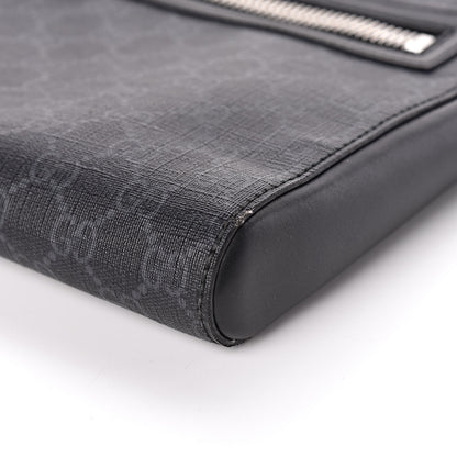 Gucci GG Supreme Monogram Web Small Flat Messenger Bag Black Grey 13 of 19