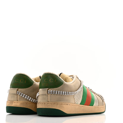 Gucci Nubuck Calfskin Web Removable Crystals Mens Screener Sneakers 7 Dusty Milk New Mystic White 5 of 12