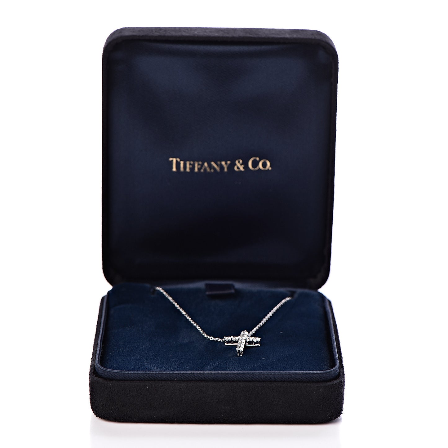 Platinum Diamond Small Cross Pendant Necklace