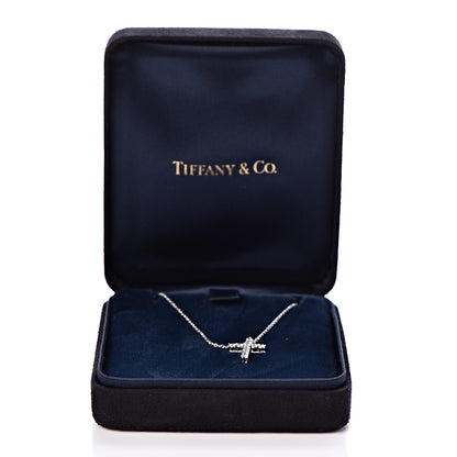 Tiffany Platinum Diamond Small Cross Pendant Necklace 8 of 8